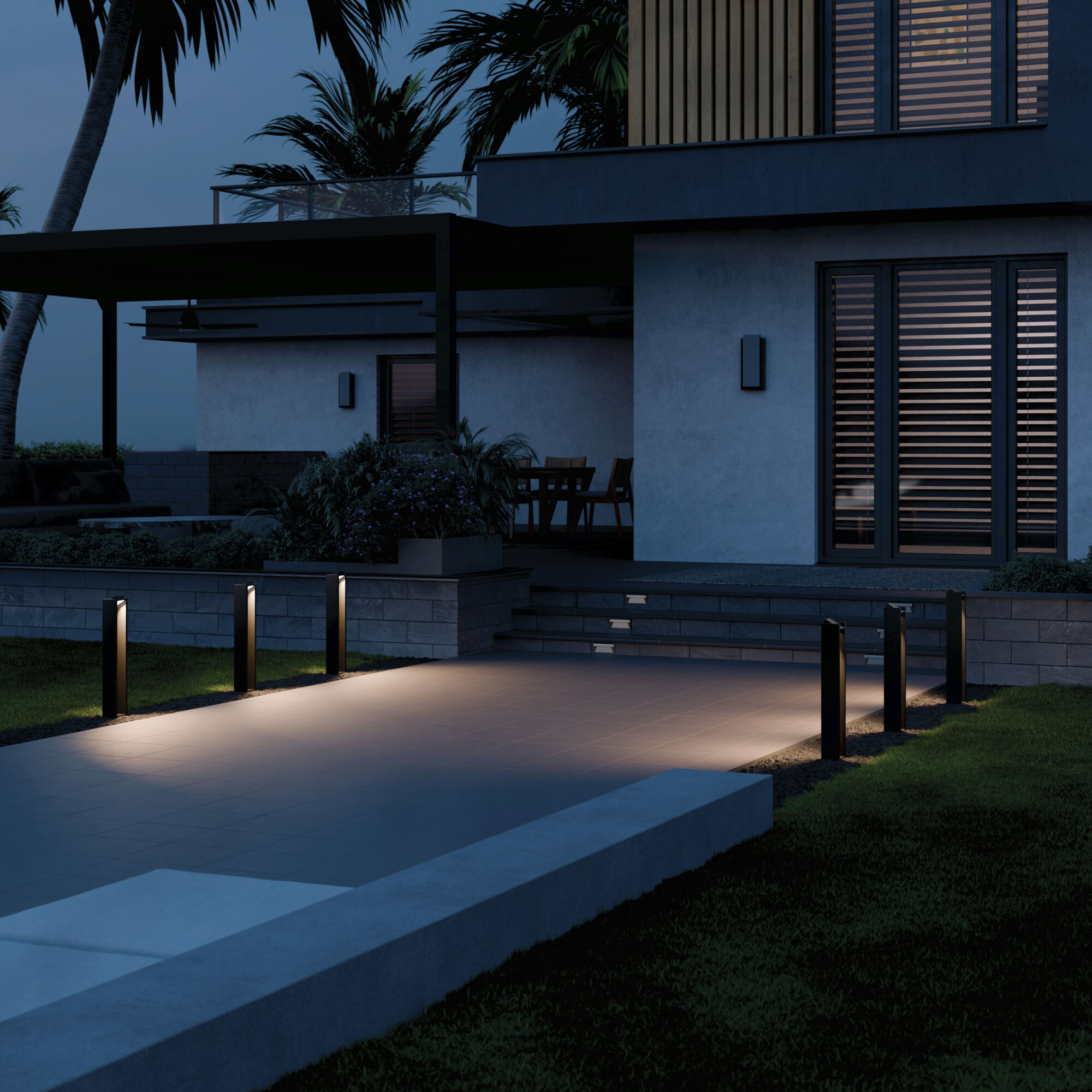 Independence 12 AC/DC 5 watt Textured Black Aimed Bollard in 3000K